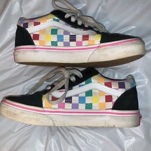 Kids Vans multi colored checkers big kid size 1